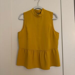 J. Crew Mustard Sleeveless Peplum Blouse